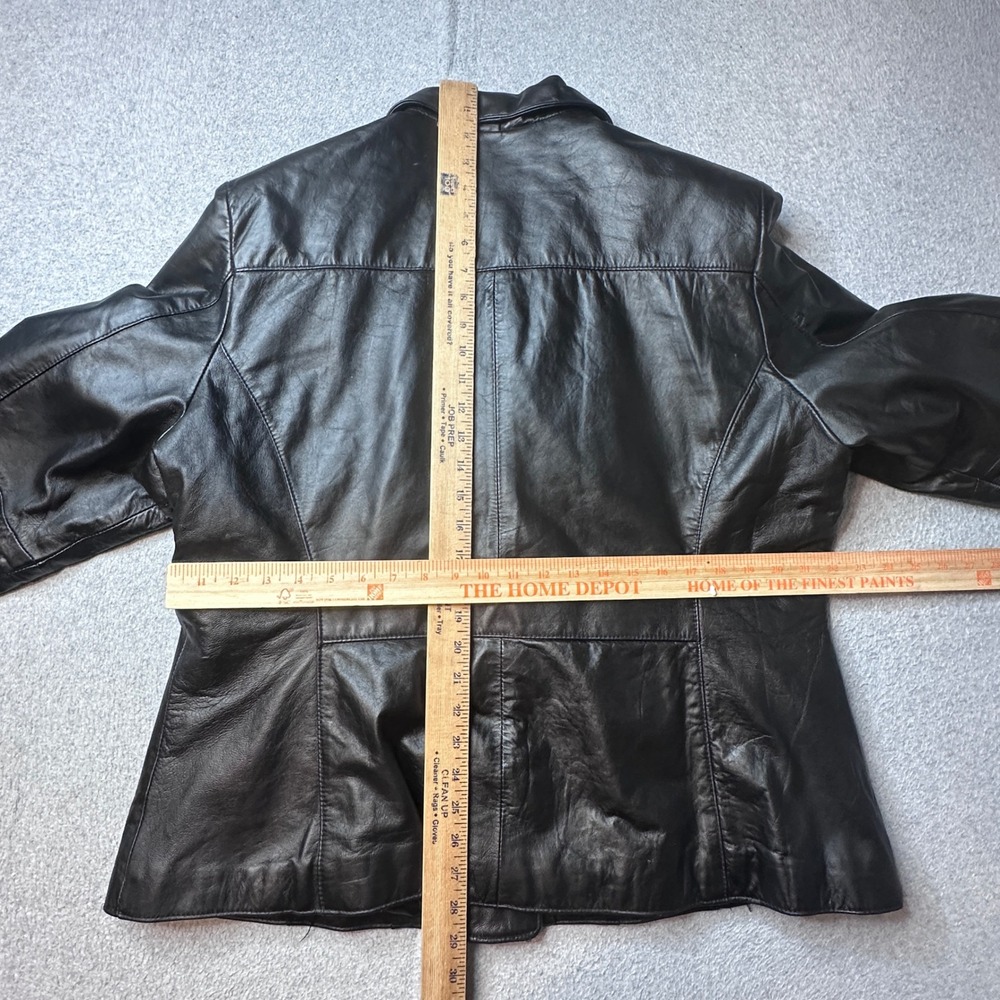 Excelled Leather Blazer Women 1X Black Quilted Lined Button Front Jacket AT0243 - Picture 9 of 13